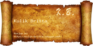 Kulik Britta névjegykártya
